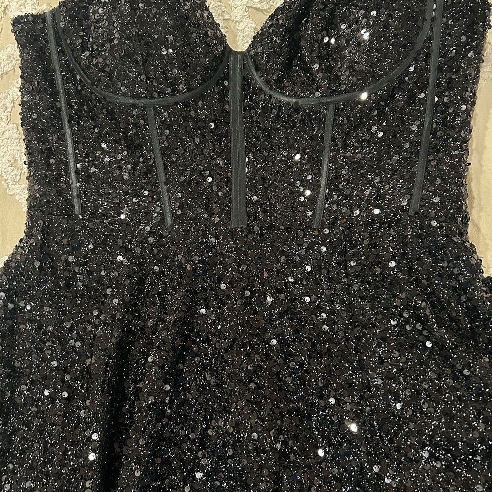 Elegant Black Sequin Wedding Dress